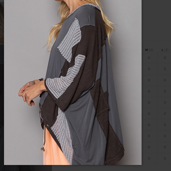 POL 86 POL V-Neck Crochet Detail Oversized Relaxed Fit Top BR28 - Picture 3 of 5